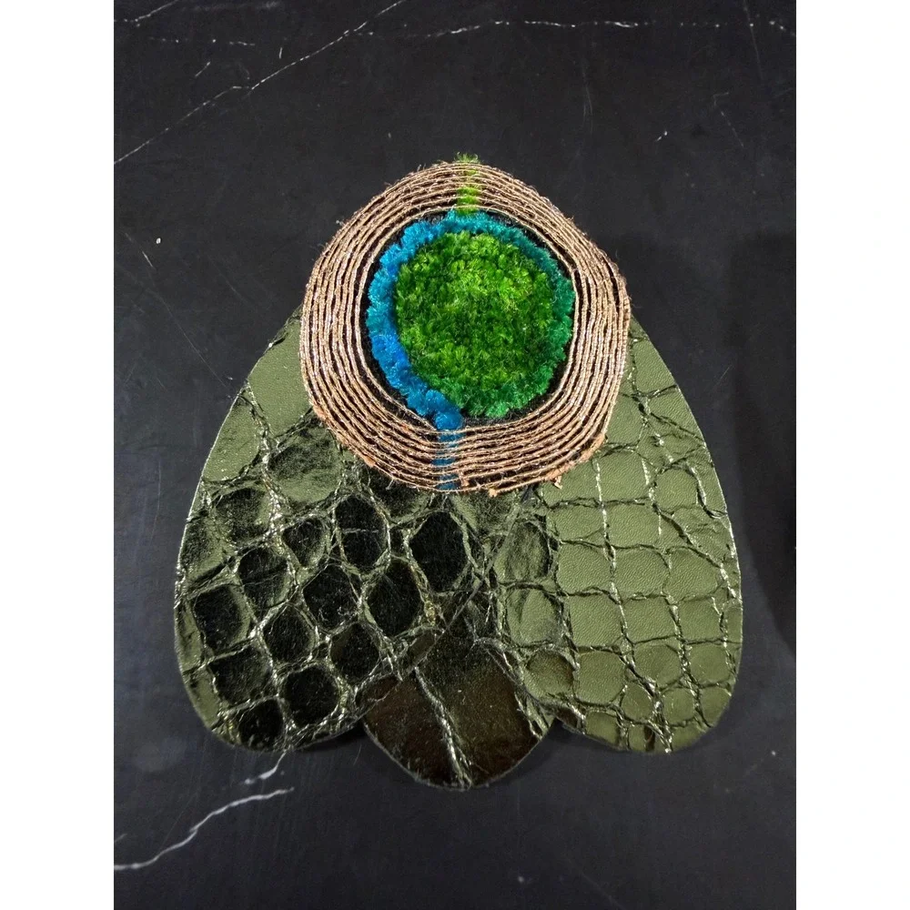 Handcrafted Green and Peacock Blue Textured Statement Earrings Ayala Bar Style